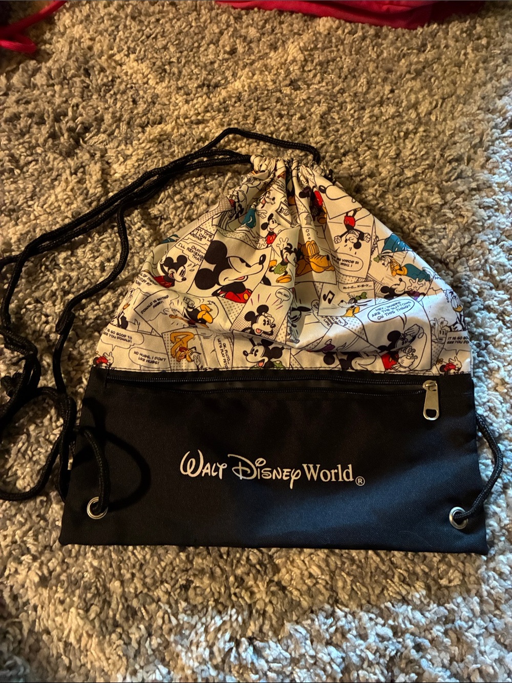 Disney Mickey Comic Drawstring Bag - Black, White, Red, Yellow, Blue
